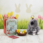 Cute Fluffy Bunny Keychain Gift Set with Box – Perfect Easter Gift