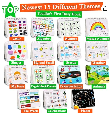 Urbantoon™ Preschool Busy Book – Toddler Learning & Activity Workbook | Tracing, Coloring, Letters & Numbers Fun