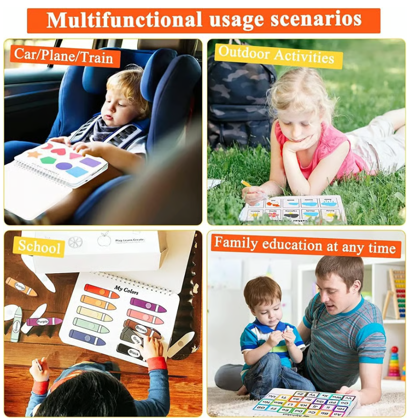 Urbantoon™ Preschool Busy Book – Toddler Learning & Activity Workbook | Tracing, Coloring, Letters & Numbers Fun